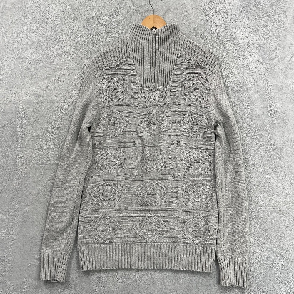 Fried Denim‎ NYC Sweater Mens L Slim Fit Aztec Retro Y2K Boho Gray Mock Neck